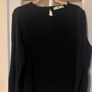 LOFT Women's Elegant Black Lace Blouse